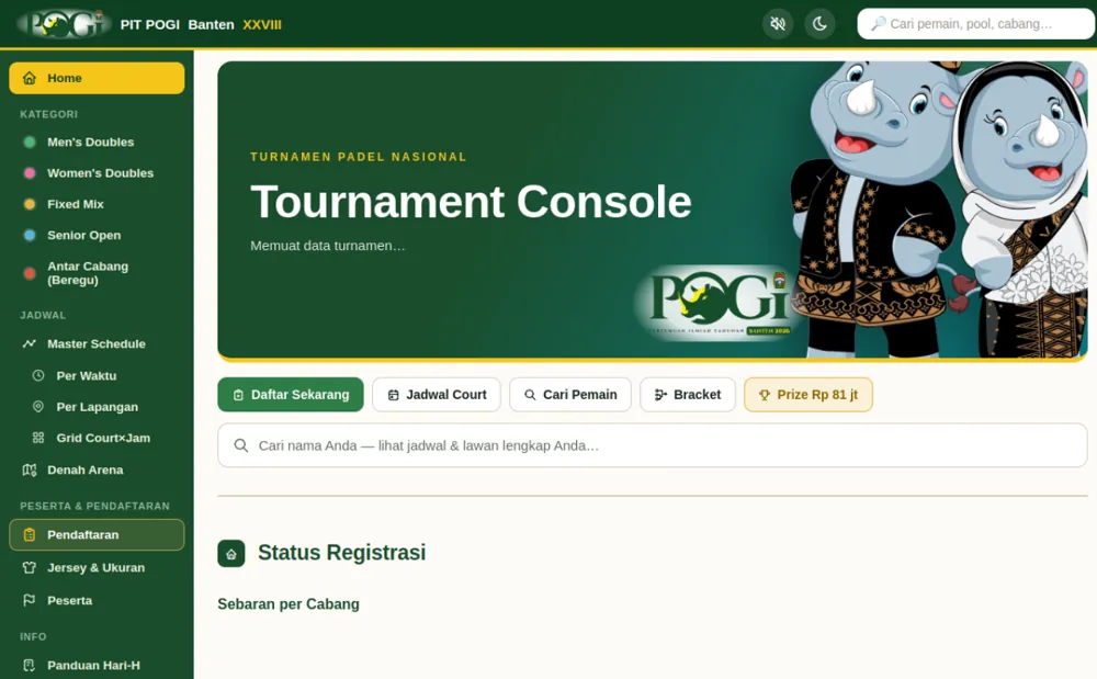 POGI Padel Tournament Console